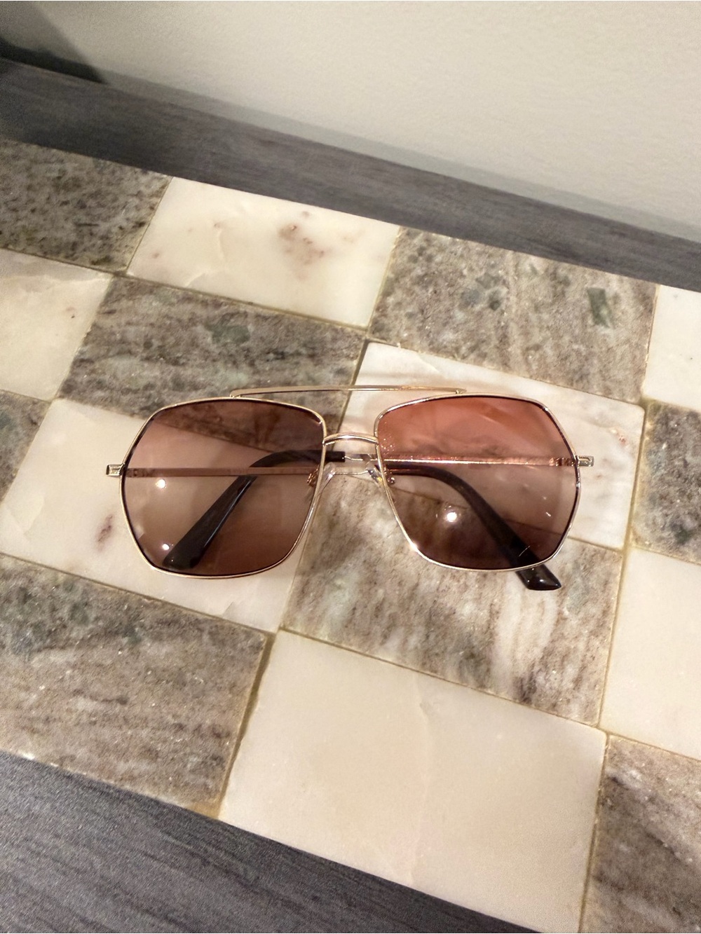 Altar'd State Rose Gold Frame Sunglasses with Brown Gradient Lenses